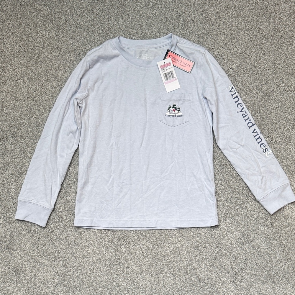 Vineyard Vines Sky Blue Logo Long Sleeve Tee